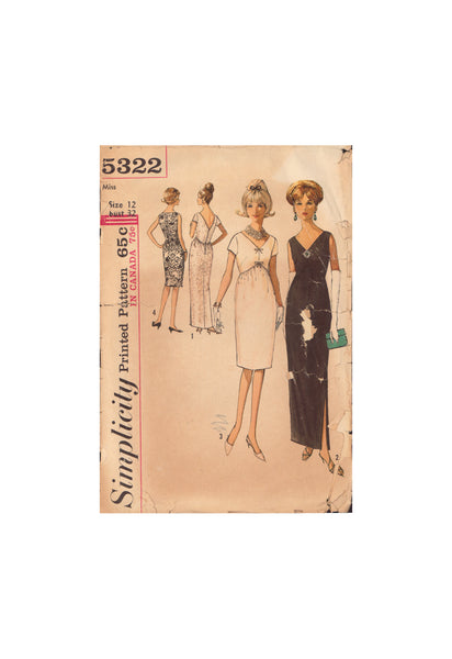 Simplicity 5322 Sewing Pattern, Dress in Two Lengths, Size 12, Cut, Complete