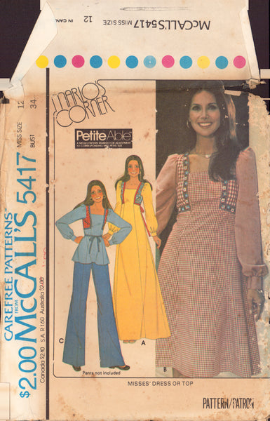 McCall's 5417 Sewing Pattern, Dress or Top, Size 12, Uncut, Factory Folded