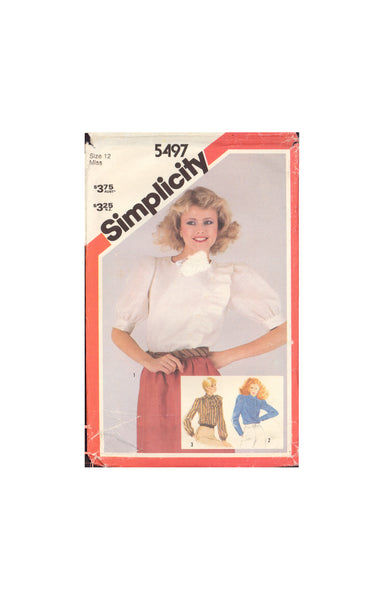 Simplicity 5497 Sewing Pattern, Misses' Asymmetrical Blouses, Size 12, Cut, Complete