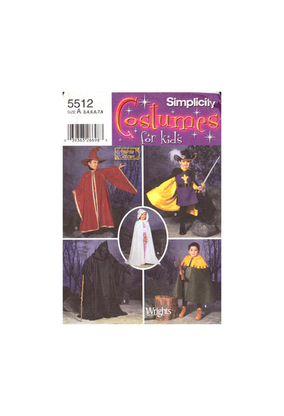 Simplicity 5512 Child's Capes, Tabard and Hats, Sewing Pattern, Size 3-8, PARTIALLY CUT, COMPLETE