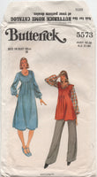 70s Sewing Pattern: Butterick 5573 Maternity Dress or Top with Front Tucks, Partially Cut, Complete Size 14