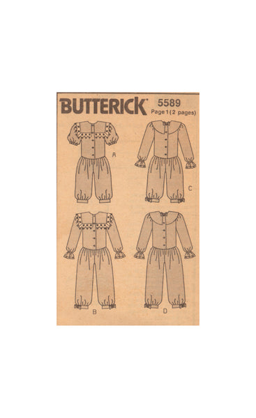 Butterick 5589 Sewing Pattern Children's Jumpsuits Size 7-8-10 Uncut Factory Folded