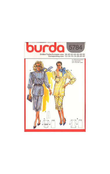 Burda 5784 Sewing Pattern Skirt And Blouse Size 12-20+40+42 Uncut Factory Folded