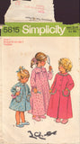 Simplicity 5815 Sewing Pattern, Toddlers' Robe and Nightgown, Size 1, Cut, Complete