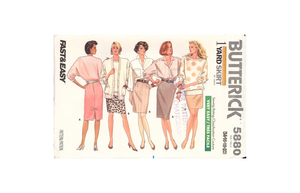 Butterick 5880 Sewing Pattern, Skirt, Size 14-16-18-20, Uncut, Factory Folded