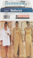 90s Sewing Pattern: Butterick 5881 Princess Seam Evening Dress and Duster, Uncut, Factory Folded, Size 8-12