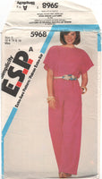 Simplicity 5968 Boat Neckline Jumpsuit with Short Kimono Sleeves, Uncut, Factory Folded Sewing Pattern Size 12-16