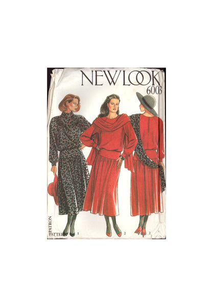 New Look 6003 Sewing Pattern Dress Scarf Size 8-18 Uncut Factory Folded