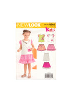 New Look 6044 Sewing Pattern, Girl's Top and Skirt, Size 3-8, Uncut, Factory Folded