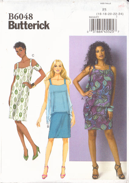 Butterick 6048 Sewing Pattern, Dress, Size 16-24, Uncut, Factory Folded