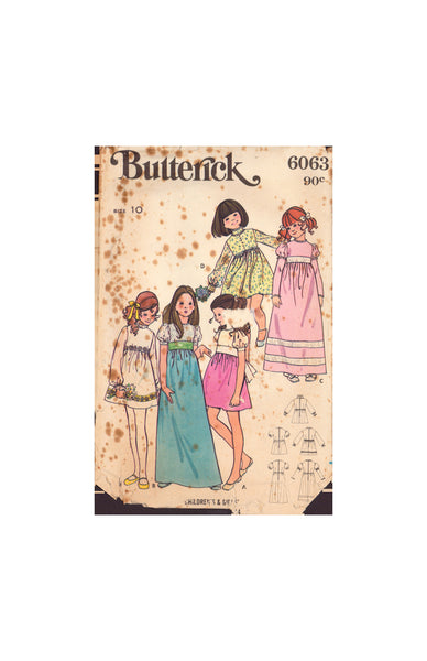 Butterick 6063 Sewing Pattern, Girls' Dress, Size 10, Cut, Complete