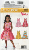 New Look 6202 Girls' Sundress or Party Dress, Uncut, Factory Folded Sewing Pattern Size 3-8