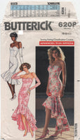 80s Sewing Pattern: Butterick 6208 Lined, Sweetheart Bodice, Waterfall Dress in Two Lengths, Various Sizes (read description)