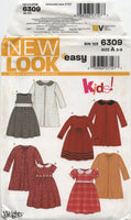 New Look 6309 Child's Dress with Style Variations, Uncut, Factory Folded Sewing Pattern Size 3-8