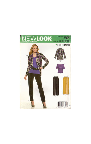 New Look 6315 Sewing Pattern, Jacket, Top and Pants, Size 10-22, Uncut, Factory Folded