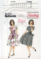 Butterick 6318 Retro 60s Fit and Flare Dress and Sash, Uncut, Factory Folded, Sewing Pattern Size 6-22