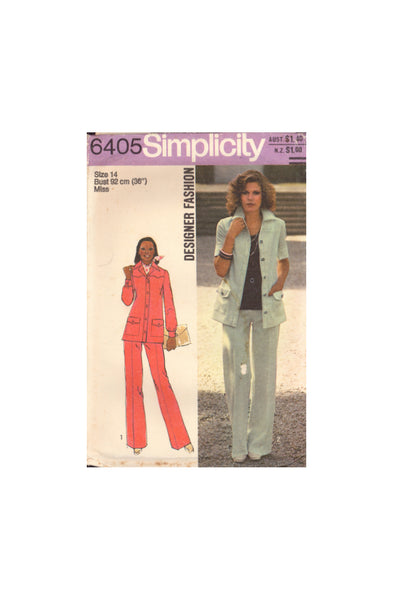 Simplicity 6405 Sewing Pattern, Women's Pantsuit, Size 14, Cut, Complete