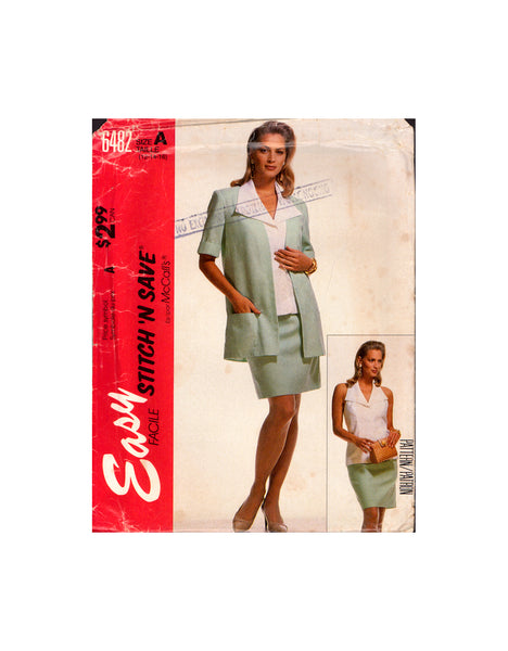 McCall's 6482 Sewing Pattern Women's Top, Skirt, Cardigan, Size 12-14-16, Uncut, Factory Folded