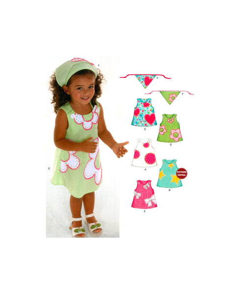 New Look 6578 Toddler/Child Dress and Head Scarf, Uncut, Factory Folded Sewing Pattern Size 1/2-4