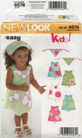 New Look 6578 Toddler/Child Dress and Head Scarf, Uncut, Factory Folded Sewing Pattern Size 1/2-4