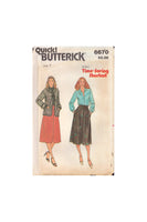 Butterick 6670 Sewing Pattern, 1980s, Junior Jacket, Skirt, Blouse, Size 6, Uncut, Factory Folded