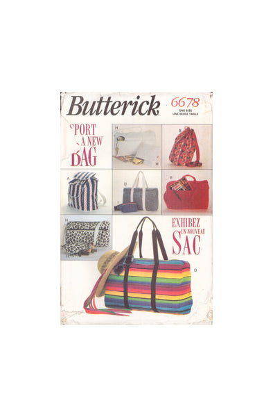 Butterick 6678 Sewing Pattern, Sports Bags, Cut, Complete