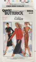 Butterick 6685 Retro 80s Nicole Miller Jacket and V-Back Dress, Cut/Complete or  Uncut, Factory Folded, Sewing Pattern Various Sizes