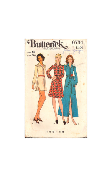 Butterick 6734 Sewing Pattern, Shirtdress and Shorts, Size 12, CUT, COMPLETE