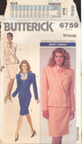 Butterick 6759 Sewing Pattern, Misses' Jacket and Skirt, Size 12-14-16, Uncut, Factory Folded