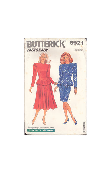 Butterick 6921 Sewing Pattern, Top and Skirt, Size 12-14-16, Uncut, Factory Folded