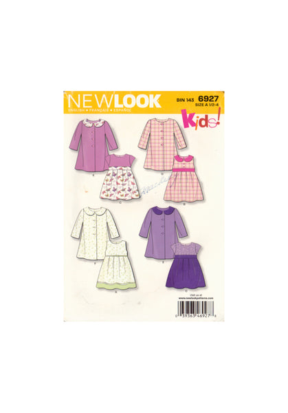 New Look 6927 Sewing Pattern, Toddlers' Dress or Tunic, Size 1/2-4, Cut, Complete