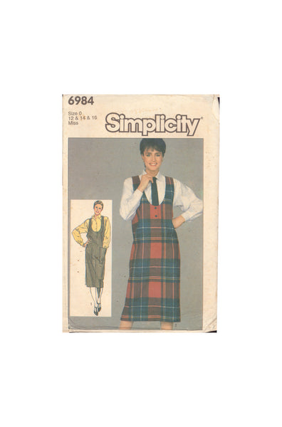 Simplicity 6984 Sewing Pattern, Maternity Jumper and Shirt,  Size 12-14-16, Partially Cut, Complete