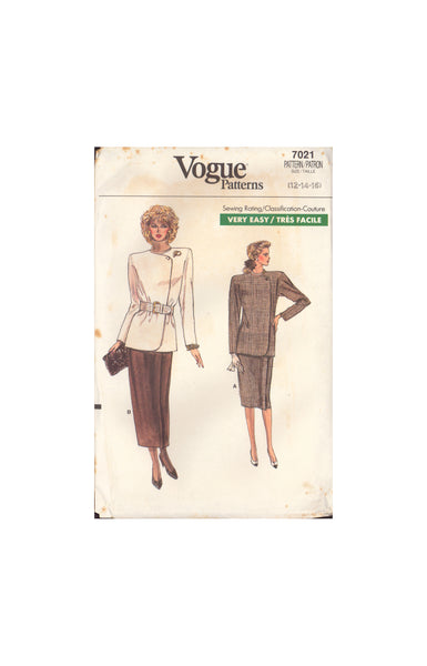 Vogue 7021 Sewing Pattern, Jacket and Skirt, Size 12-14-16, Uncut, Factory Folded