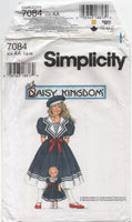 Simplicity 7084 Daisy Kingdom Girls' Dress and Doll Dress for 17" Doll, Uncut, Factory Folded Sewing Pattern Size 7-10