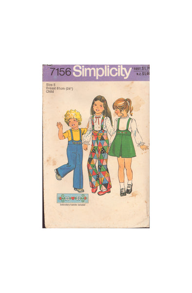 Simplicity 7156 Sewing Pattern, Child's Pants, Skirt and Blouse, Size 5, Cut, Complete