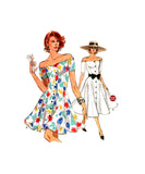 80s Dress Sewing Pattern: Vogue 7243 Fit and Flare, Off the Shoulder Dress in Two Lengths, Uncut, Size 12-16