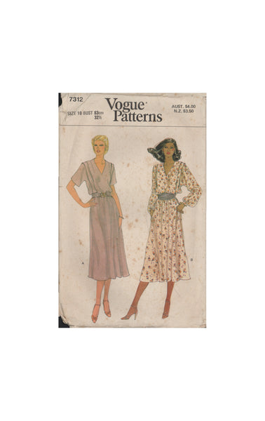 Vogue 7312 Sewing Pattern, Dress, Size 10, Cut, Complete