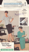 Vogue 7524 Sewing Pattern, Top, Skirt, Size 12-14-16, Uncut, Factory Folded