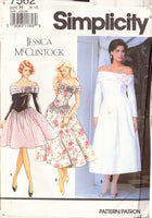 Simplicity 7562 Sewing Pattern, Jessica McClintock Dress in Two Lengths, Size 6, Cut, Incomplete