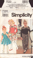 Simplicity 7589 Sewing Pattern, Girls' Dress or Jumpsuit, Size 7-8-10, Cut, Incomplete