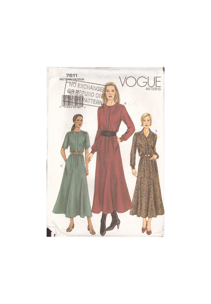 Vogue 7611 Very Loose Fitting Dress, Sewing Pattern Size 14-16-18, Uncut, Factory Folded