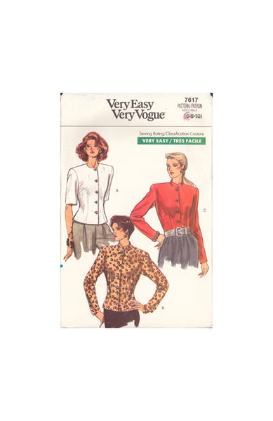 Vogue 7617 Sewing Pattern, Misses' Petite Blouse, Size 6, Cut, Incomplete