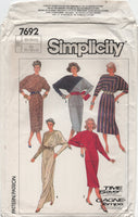 Simplicity 7692 Retro 80s Asymmetrical One or Two Piece Dress, Uncut, Factory Folded, Sewing Pattern Size 10-14