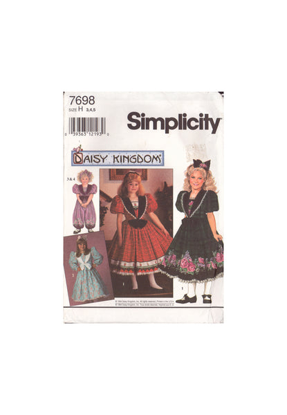 Simplicity 7698 Sewing Pattern, Girl's Romper and Dress, Cut, Complete