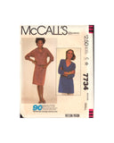 McCall's 7734 Pullover Dress or Tunic with V-Neckline, Long Sleeves and Scarf, CUT COMPLETE Sewing Pattern Size 10-12