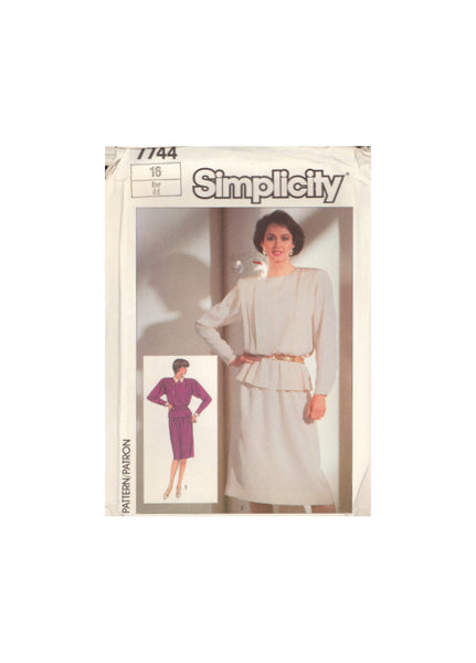 Simplicity 7744 Sewing Pattern, Dress, Size 16, Uncut, Factory Folded