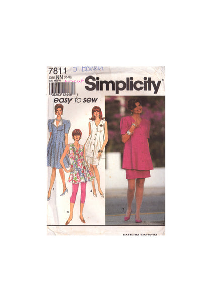 Simplicity 7811 Sewing Pattern Maternity Leggings, Skirt and Dress or Tunic Size 10-16 Uncut Factory Folded