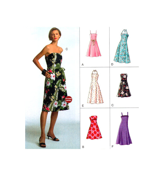 2000's Sewing Pattern: Vogue 7848 Strapless or Halter Neck Fit and Flare Sundress in Two Lengths, Uncut, Factory Folded, Sewing Pattern Size 6-10