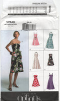 2000's Sewing Pattern: Vogue 7848 Strapless or Halter Neck Fit and Flare Sundress in Two Lengths, Uncut, Factory Folded, Sewing Pattern Size 6-10