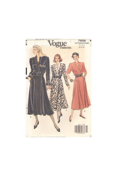 Vogue 7856 Sewing Pattern, Misses' Petite Dress, Size 8-10-12, Uncut, Factory Folded